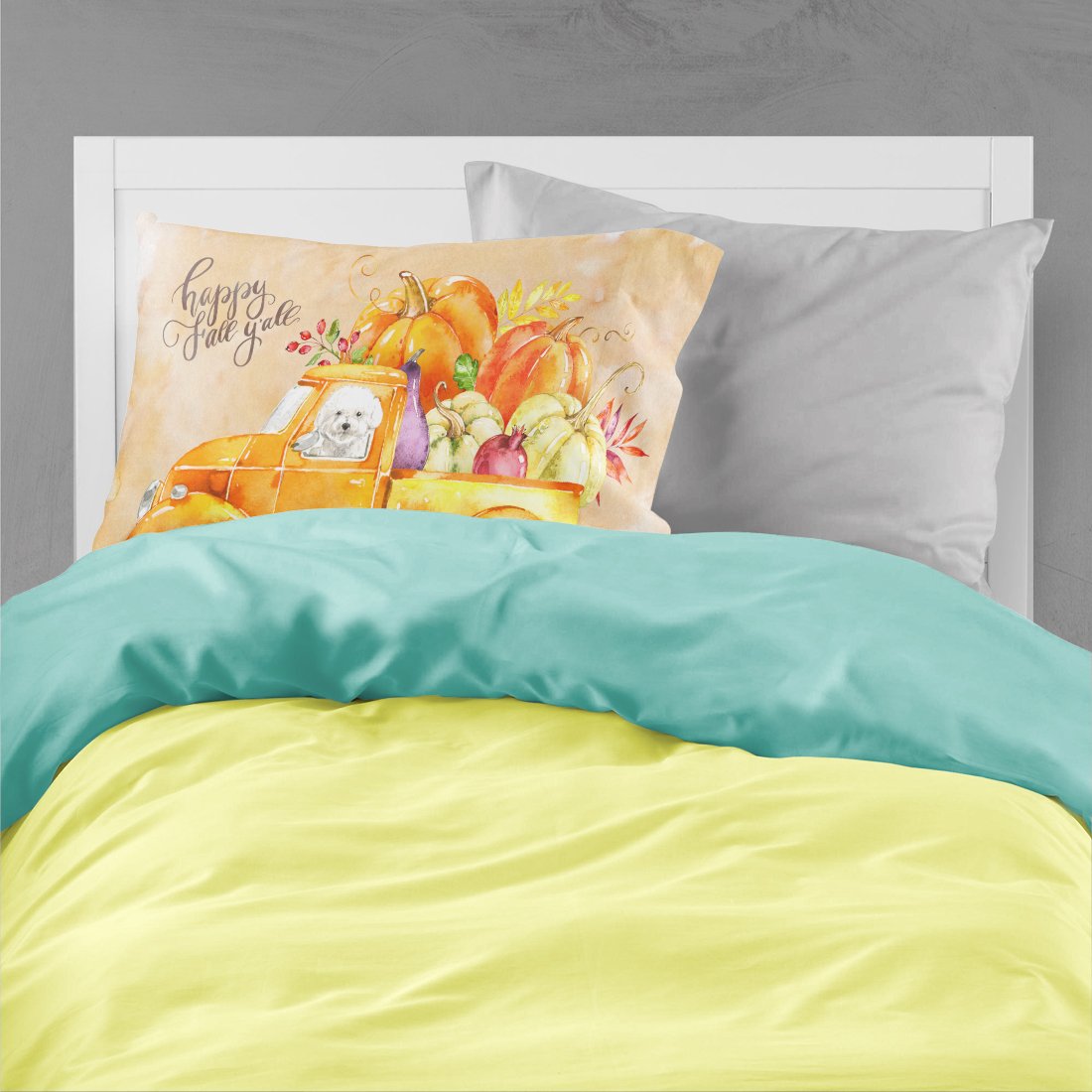 Fall Harvest Bichon Frisé Fabric Standard Pillowcase CK2608PILLOWCASE by Caroline's Treasures