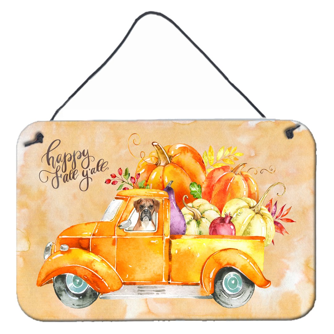 Fall Harvest Boxer Wall or Door Hanging Prints CK2612DS812 by Caroline's Treasures