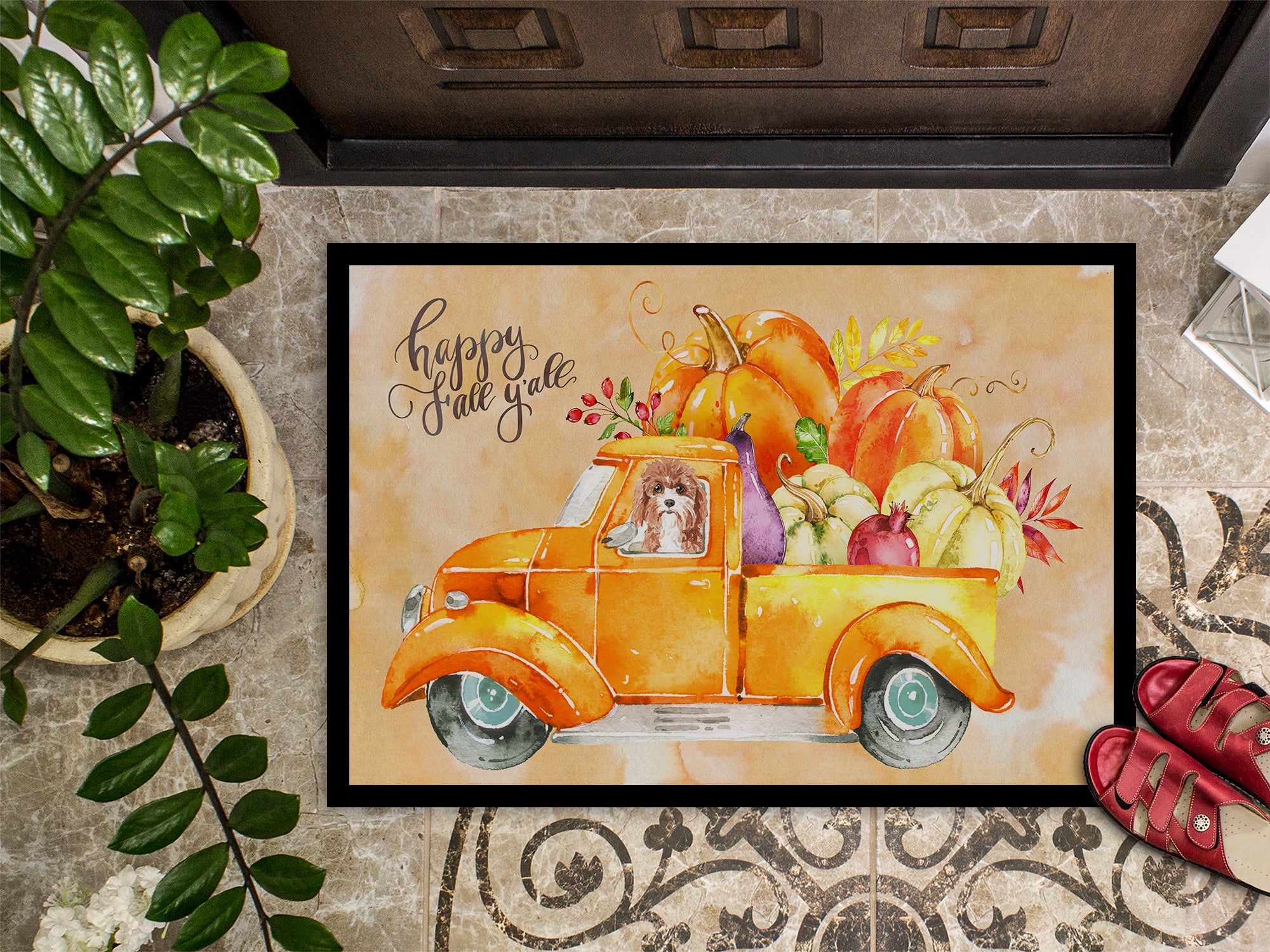 Fall Harvest Cavapoo Indoor or Outdoor Mat 18x27 CK2615MAT - the-store.com