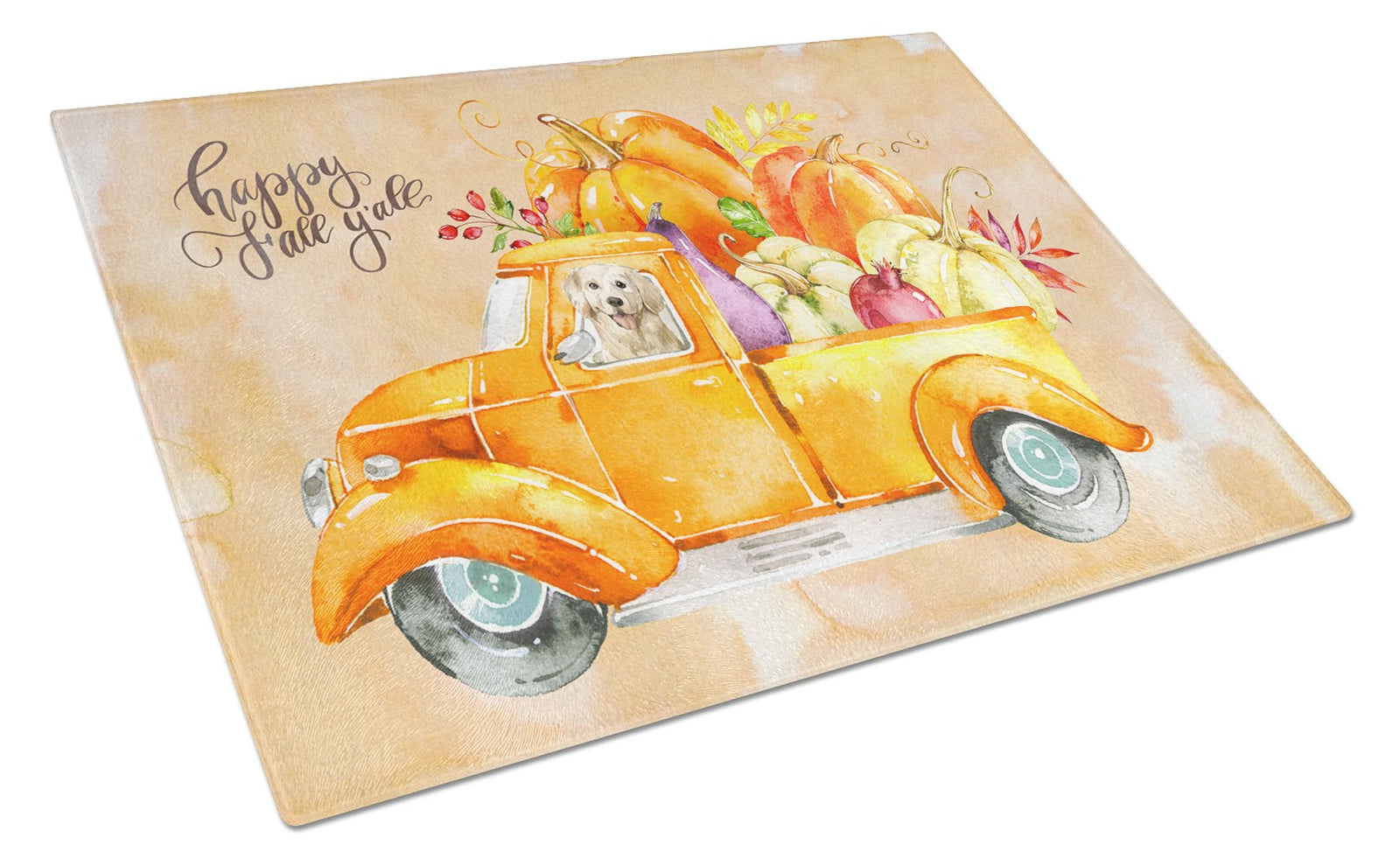 Fall Harvest Golden Retriever Glass Cutting Board Large CK2619LCB by Caroline's Treasures