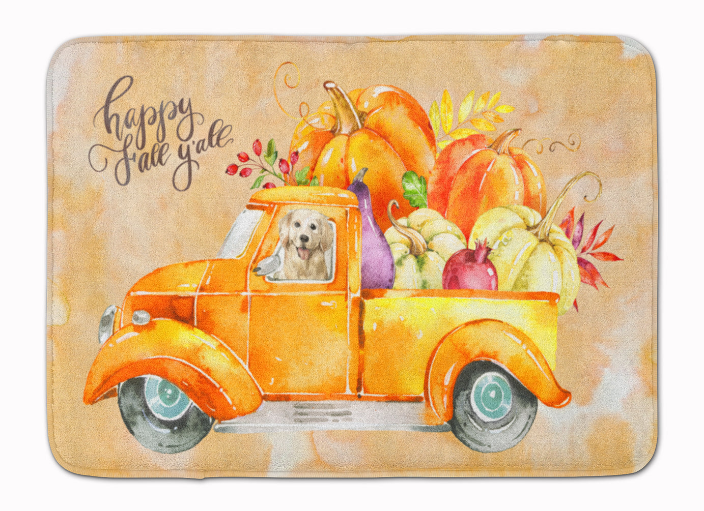 Fall Harvest Golden Retriever Machine Washable Memory Foam Mat CK2619RUG - the-store.com