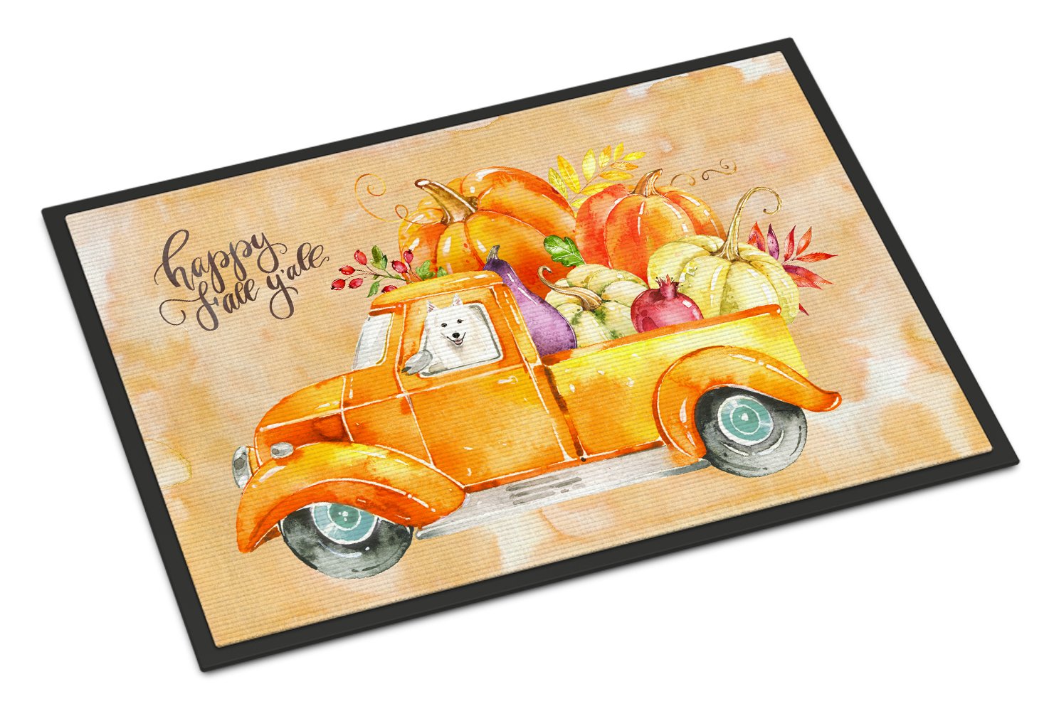 Fall Harvest Japanese Spitz Indoor or Outdoor Mat 24x36 CK2622JMAT by Caroline's Treasures