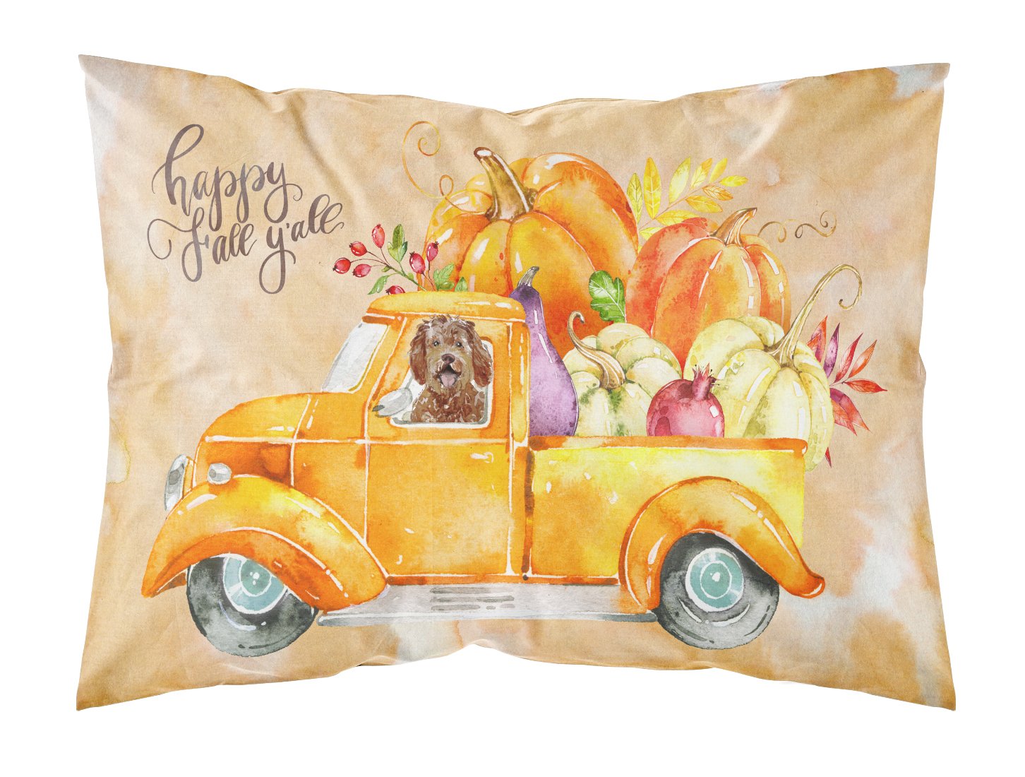 Fall Harvest Labradoodle Fabric Standard Pillowcase CK2623PILLOWCASE by Caroline's Treasures