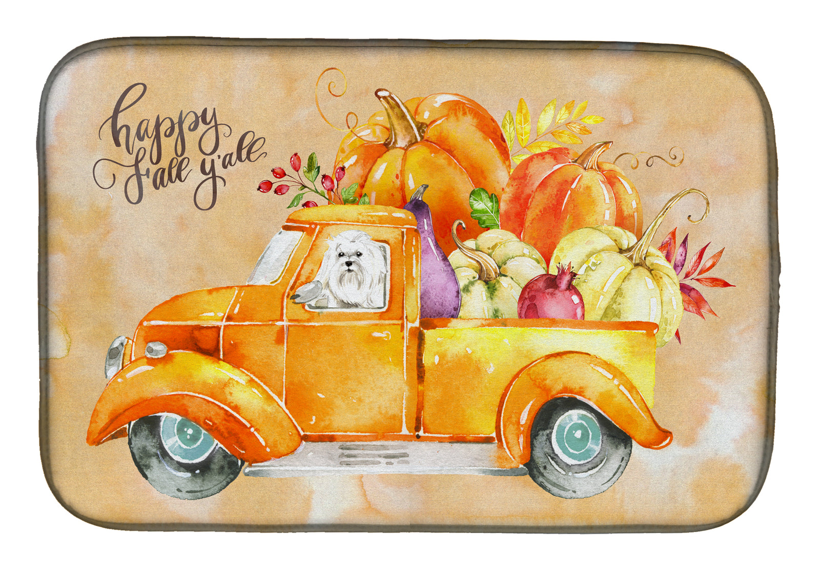 Fall Harvest Maltese Dish Drying Mat CK2626DDM  the-store.com.