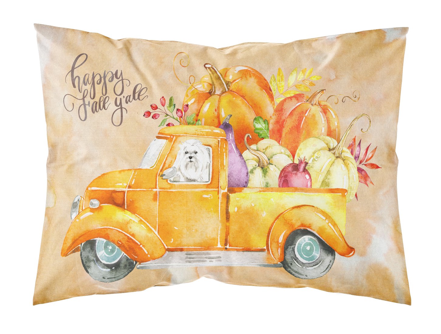 Fall Harvest Maltese Fabric Standard Pillowcase CK2626PILLOWCASE by Caroline's Treasures