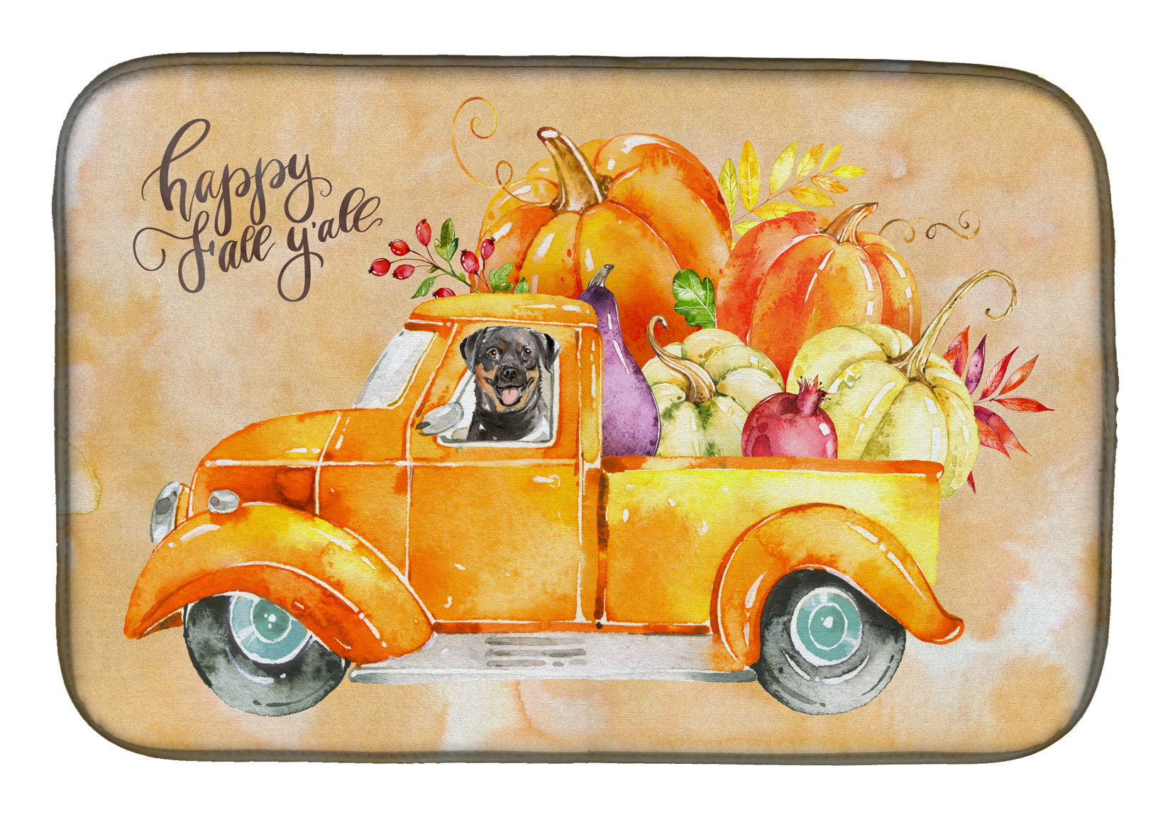 Fall Harvest Rottweiler Dish Drying Mat CK2629DDM  the-store.com.