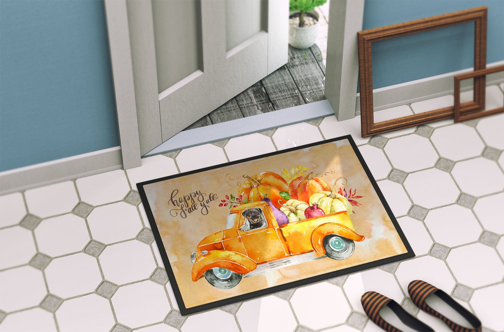 Fall Harvest Rottweiler Indoor or Outdoor Mat 24x36 CK2629JMAT by Caroline's Treasures