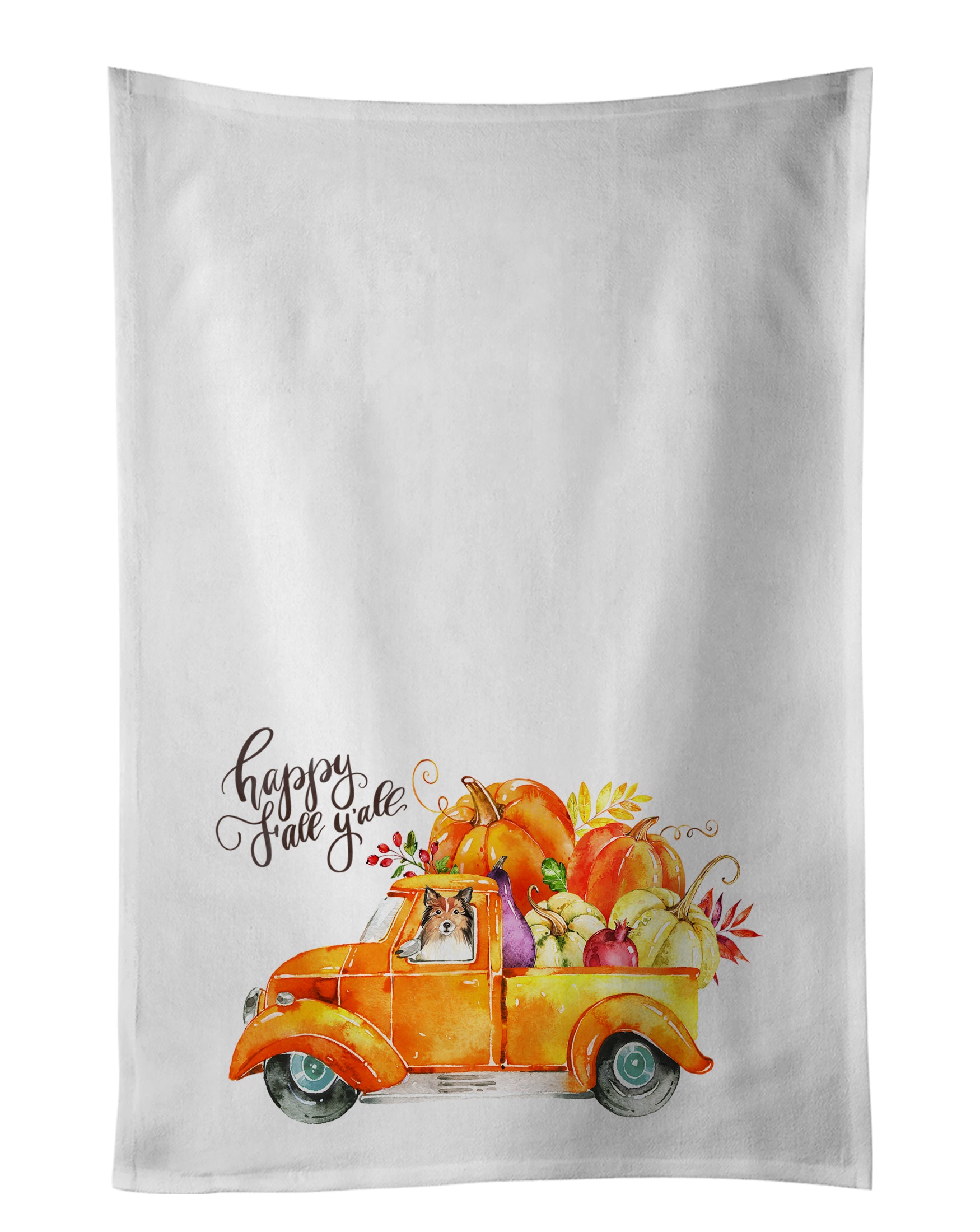 Buy this Fall Harvest Sheltie White Kitchen Towel Set of 2