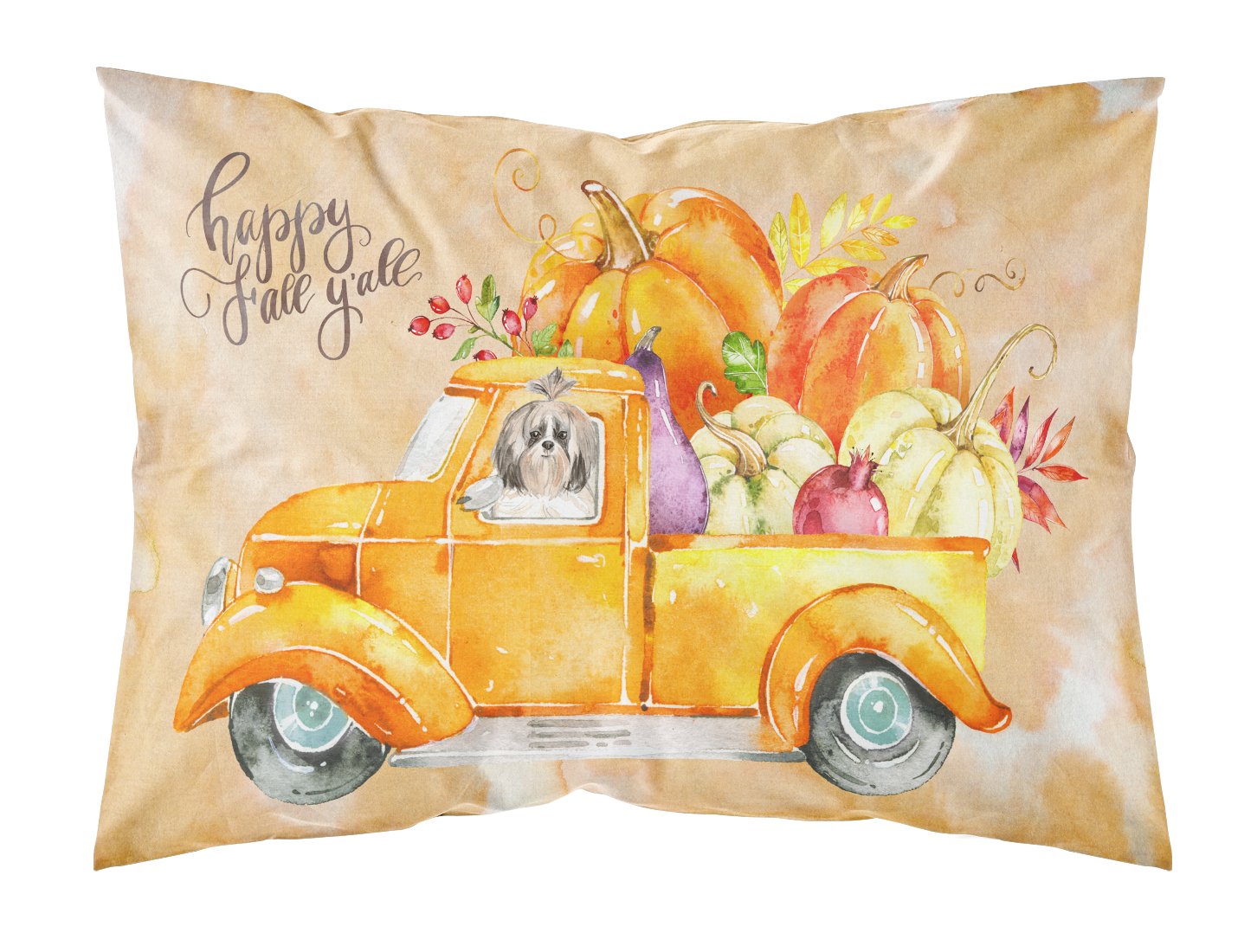 Fall Harvest Shih Tzu Fabric Standard Pillowcase CK2634PILLOWCASE by Caroline's Treasures