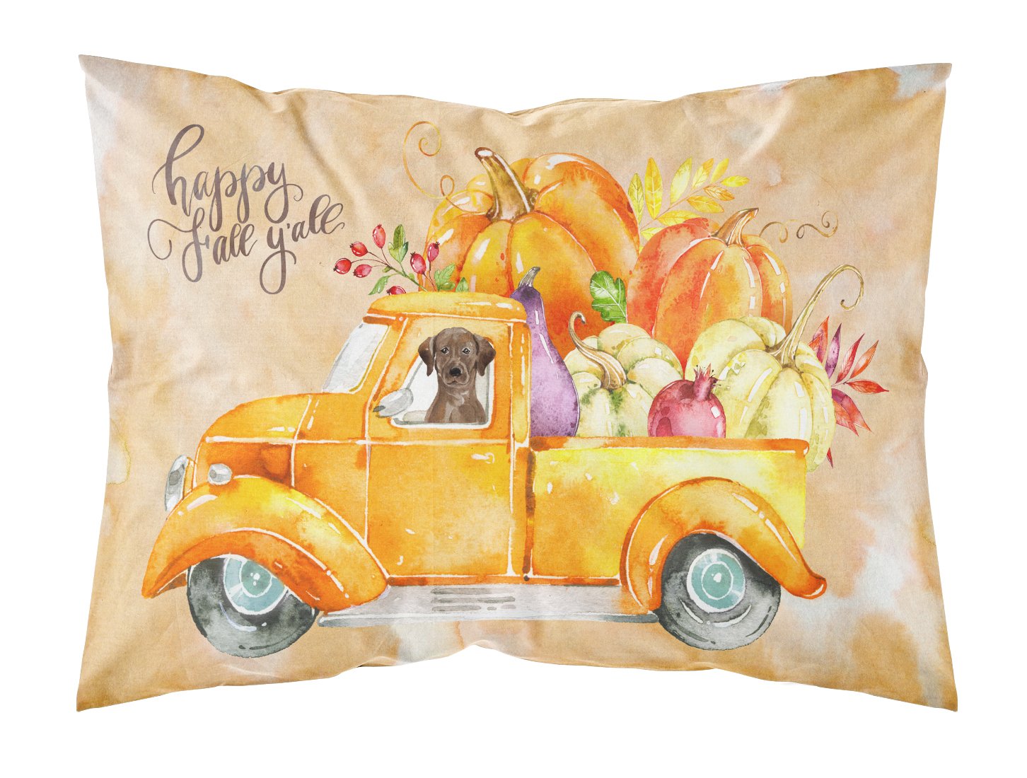 Fall Harvest Chocolate Labrador Retriever Fabric Standard Pillowcase CK2649PILLOWCASE by Caroline's Treasures