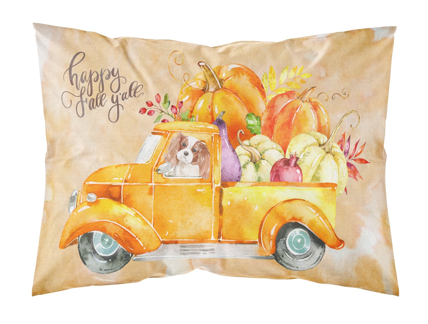 Fall Harvest Blenheim Cavalier Spaniel Fabric Standard Pillowcase CK2650PILLOWCASE by Caroline's Treasures