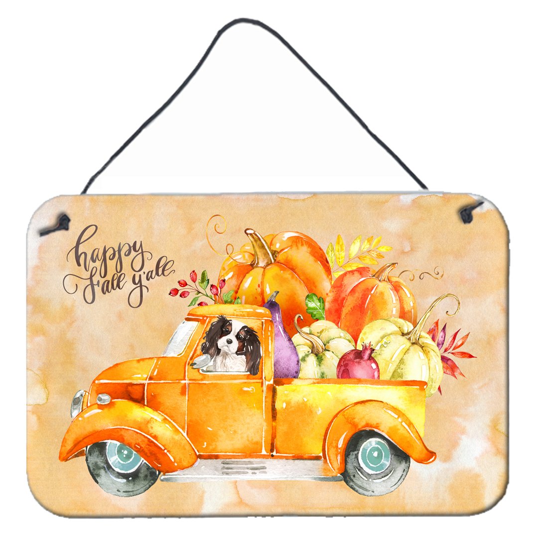 Fall Harvest Tricolor Cavalier Spaniel Wall or Door Hanging Prints CK2652DS812 by Caroline's Treasures