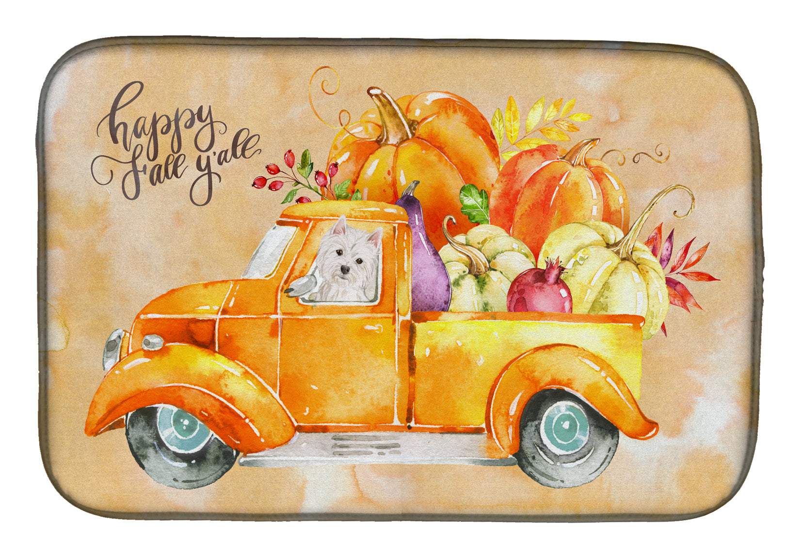 Fall Harvest Westie Dish Drying Mat CK2653DDM  the-store.com.