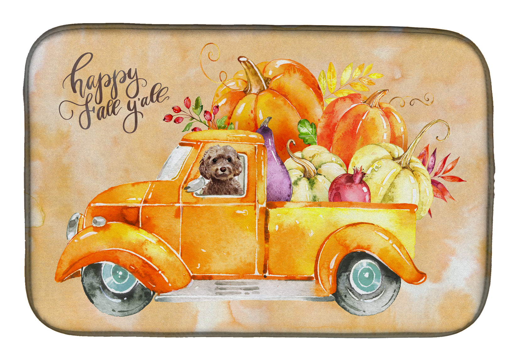 Fall Harvest Brown Cockapoo Dish Drying Mat CK2658DDM  the-store.com.