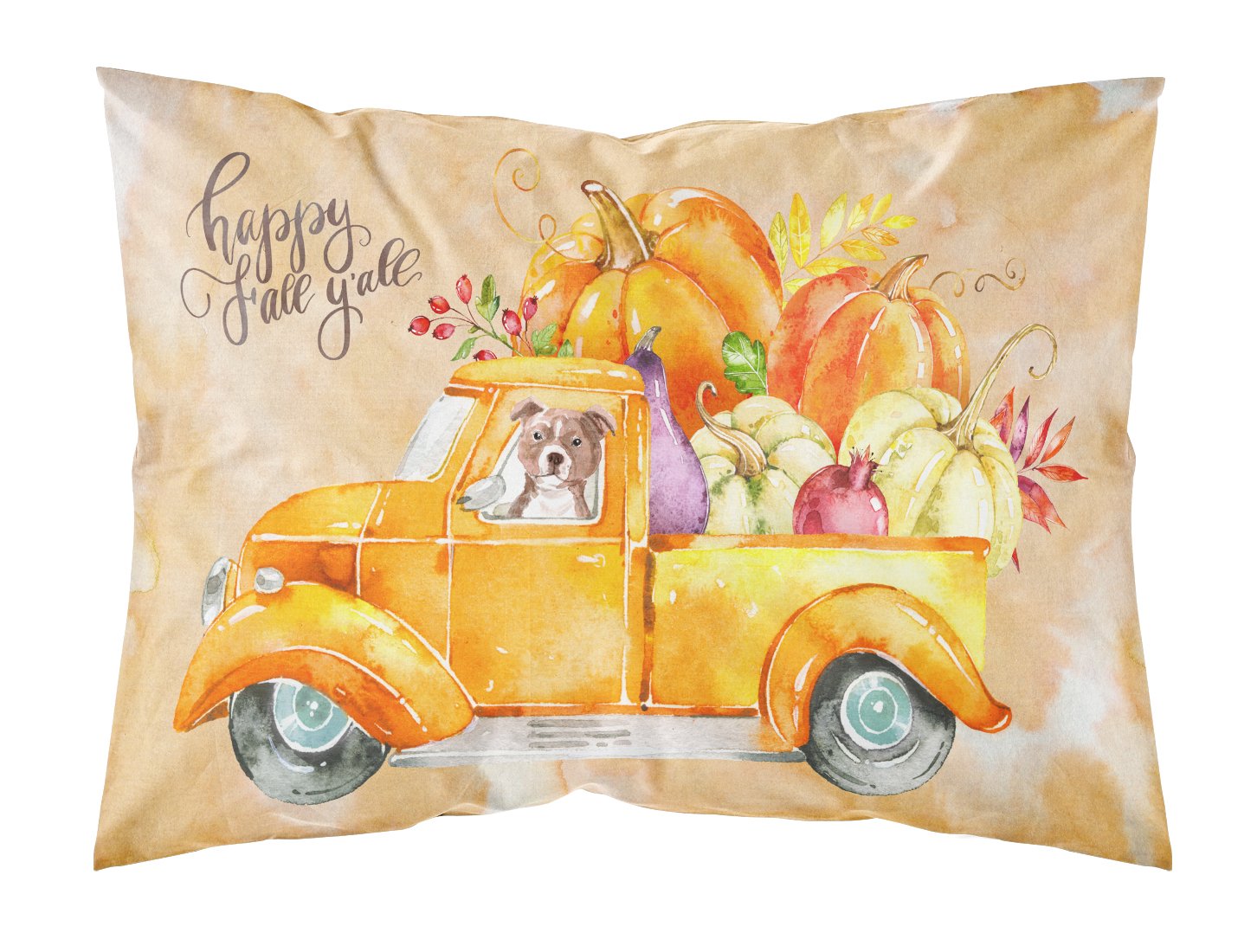 Fall Harvest Red Staffie Bull Terrier Fabric Standard Pillowcase CK2676PILLOWCASE by Caroline's Treasures