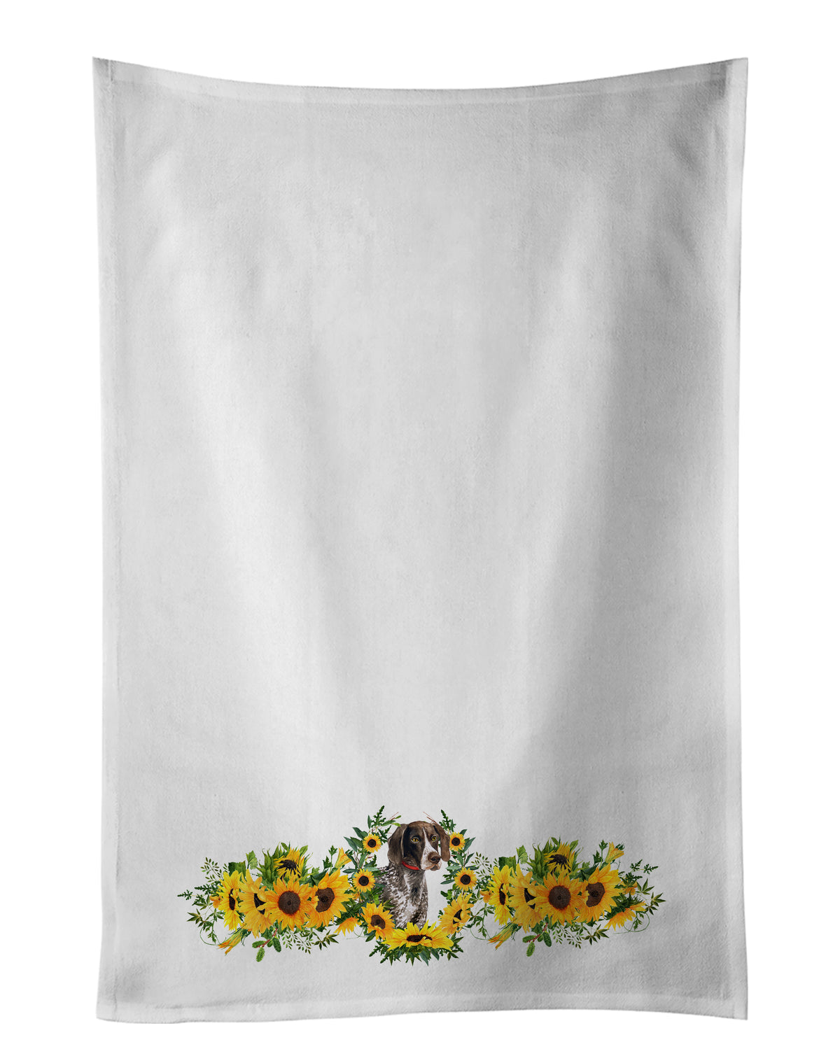 Buy this German Shorthaired Pointer in Sunflowers White Kitchen Towel Set of 2