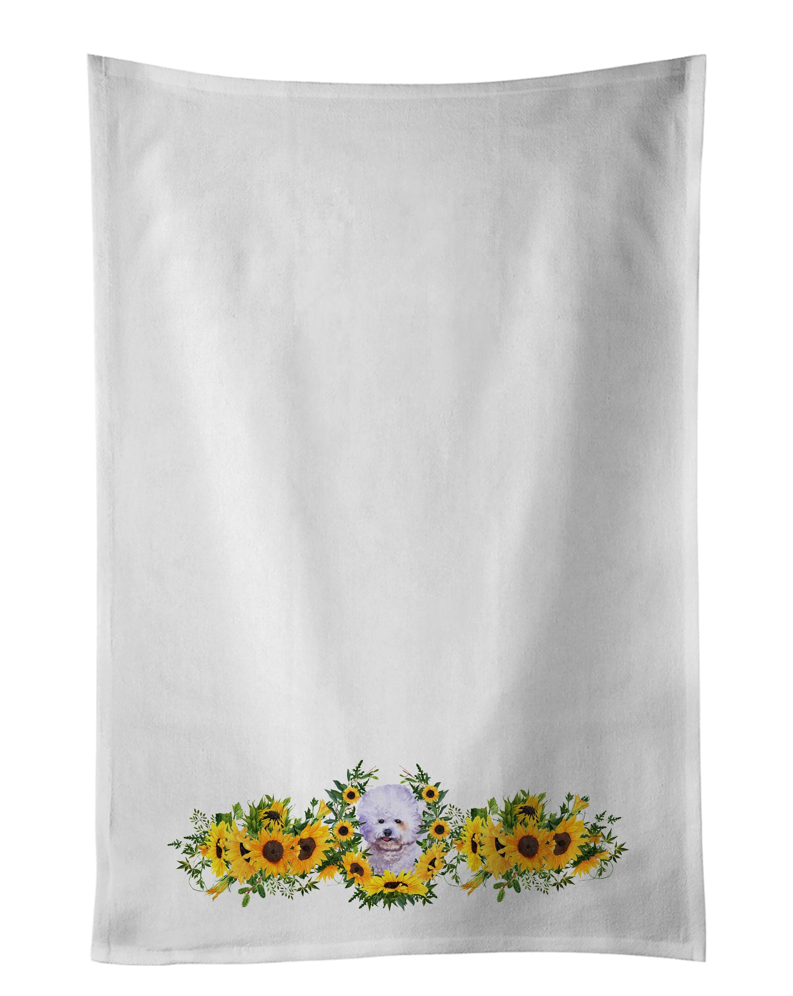 Buy this Bichon Frise in Sunflowers White Kitchen Towel Set of 2