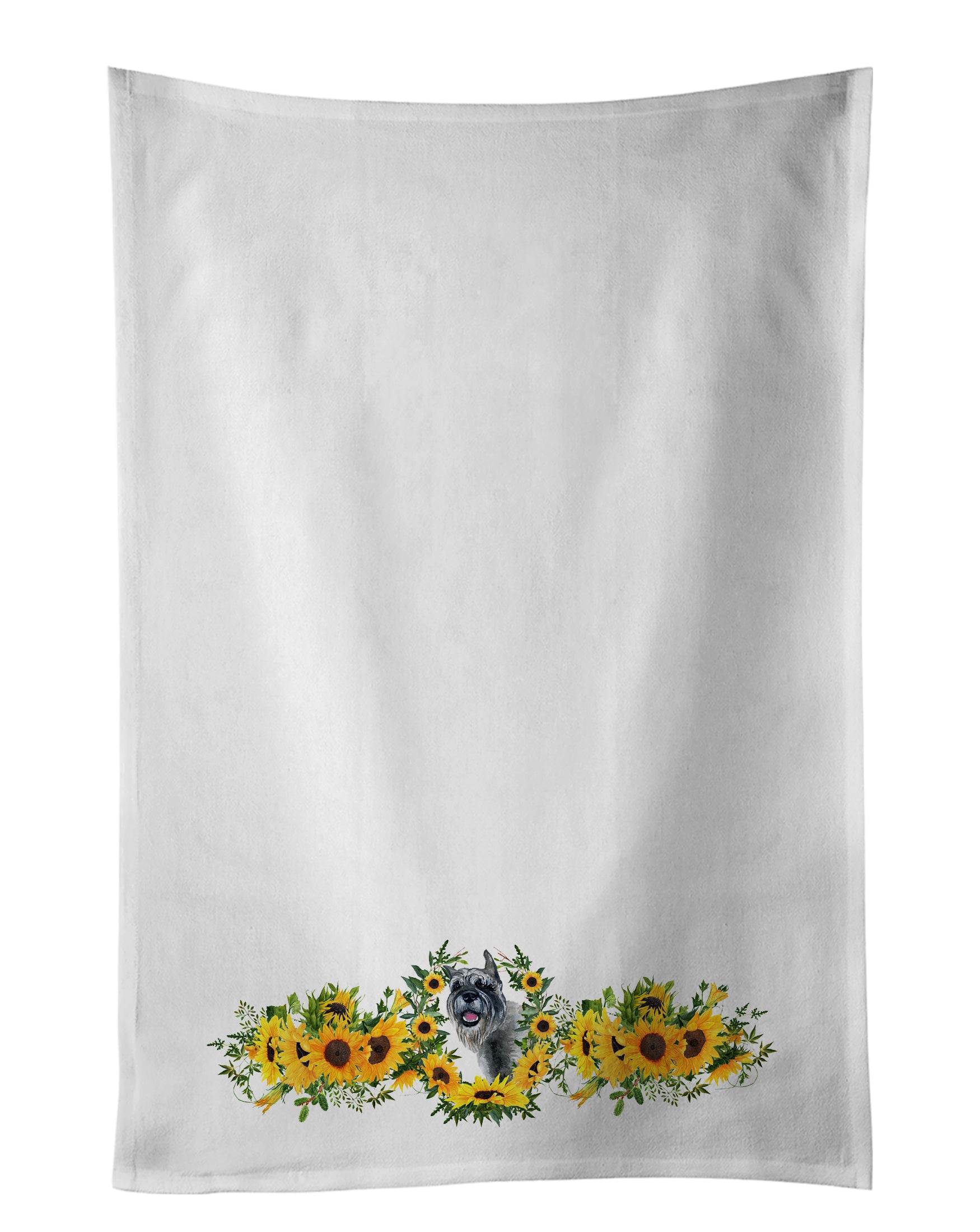 Buy this Schnauzer in Sunflowers White Kitchen Towel Set of 2