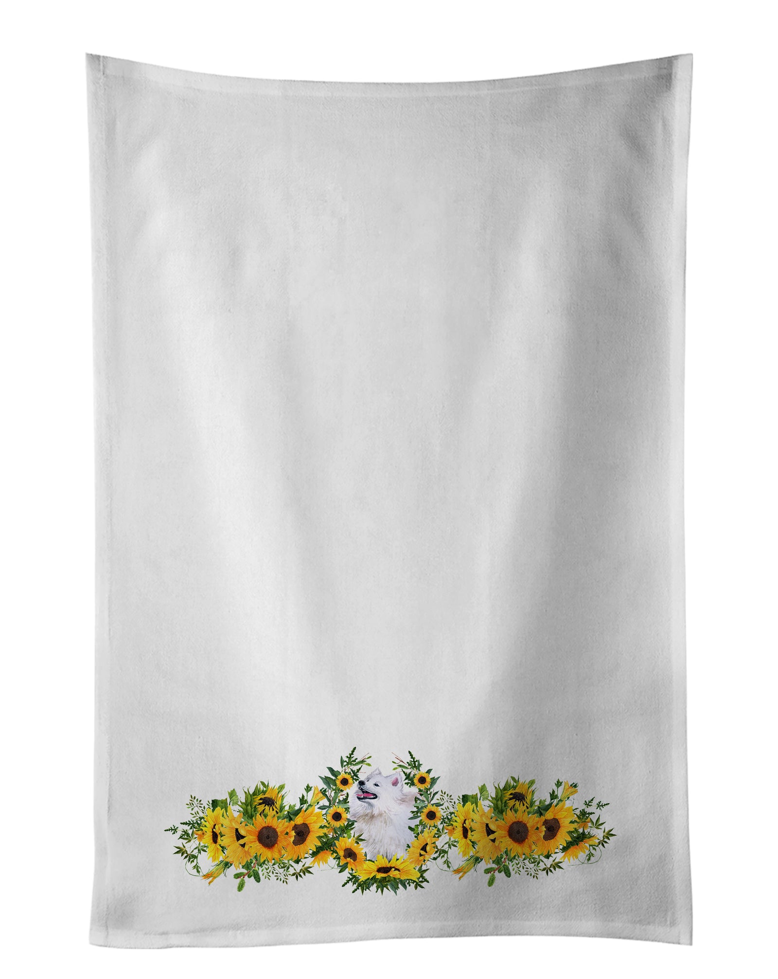 Buy this Samoyed in Sunflowers White Kitchen Towel Set of 2