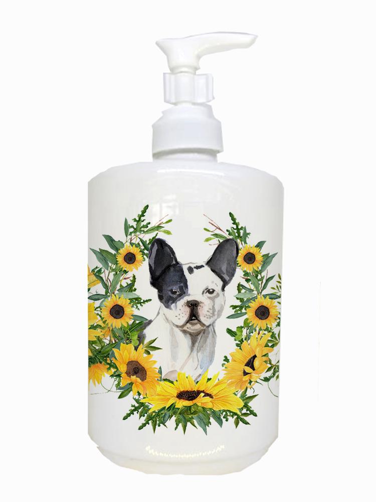 Black White French Bulldog Ceramic Soap Dispenser CK2950SOAP by Caroline's Treasures