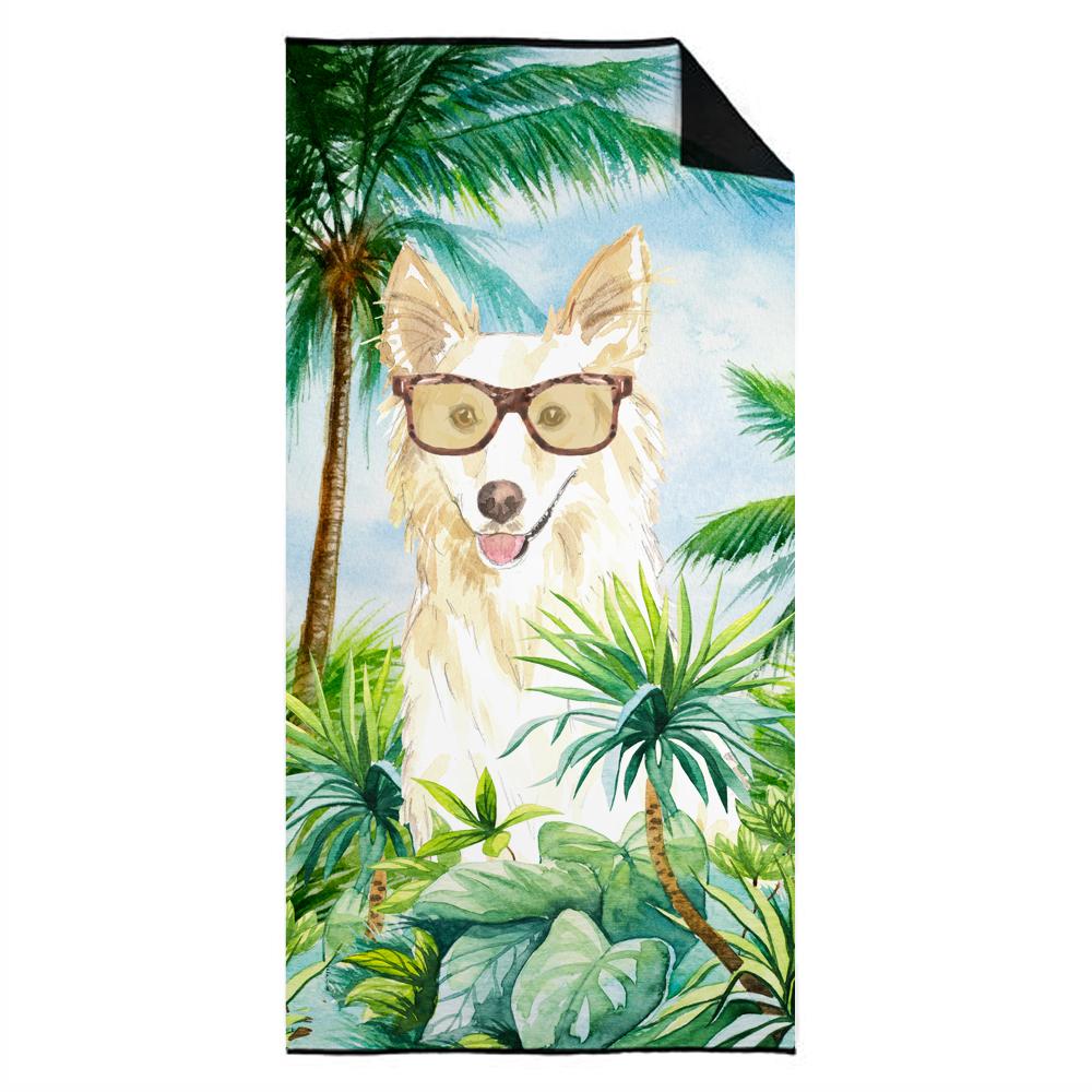 White Collie Premium Beach Towel CK2992TWL3060 by Caroline's Treasures