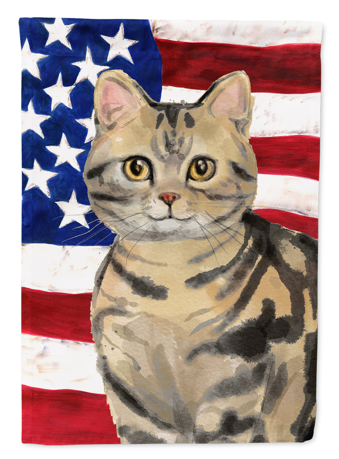 American Shorthair Brown Tabby American Flag Flag Garden Size CK3028GF  the-store.com.