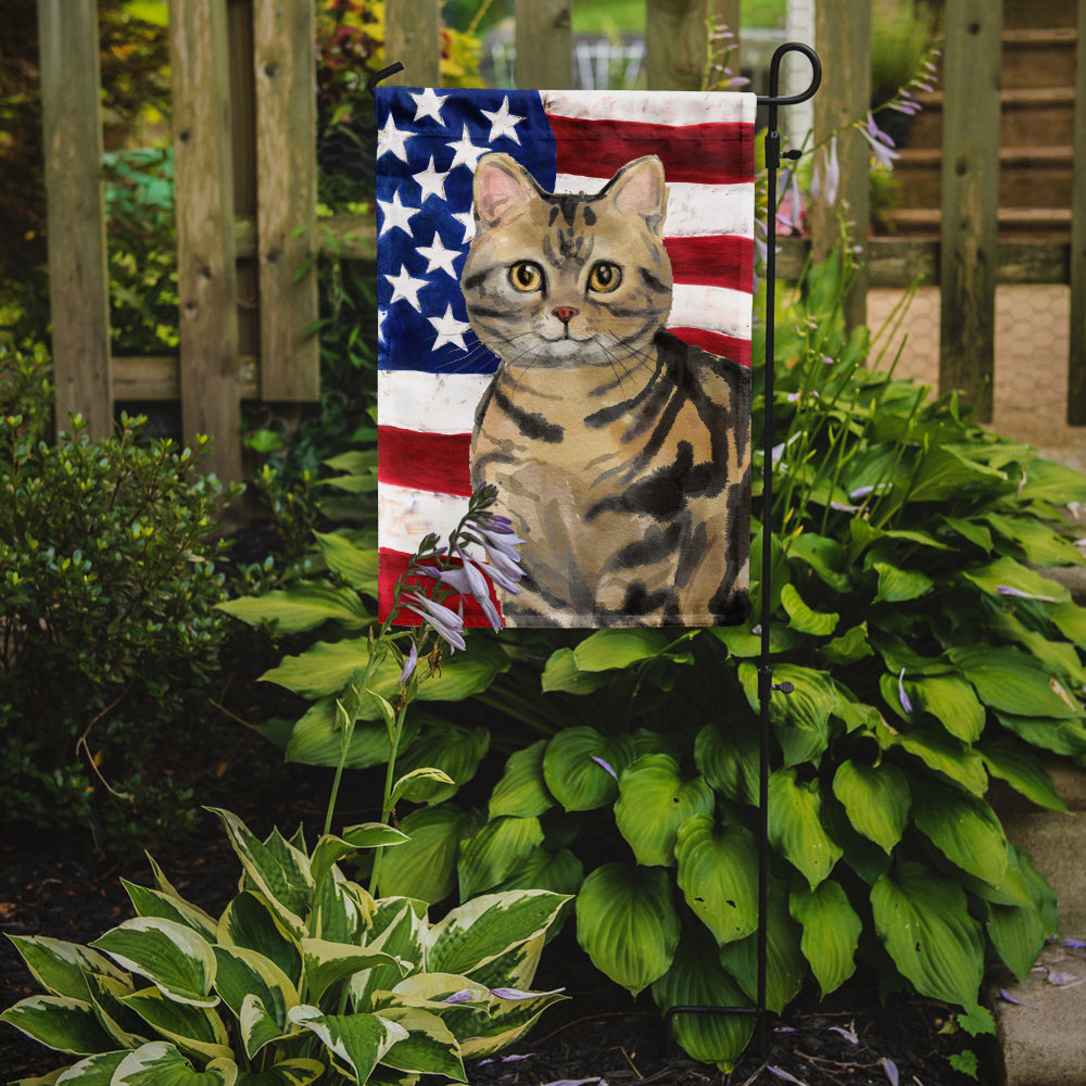 American Shorthair Brown Tabby American Flag Flag Garden Size CK3028GF  the-store.com.