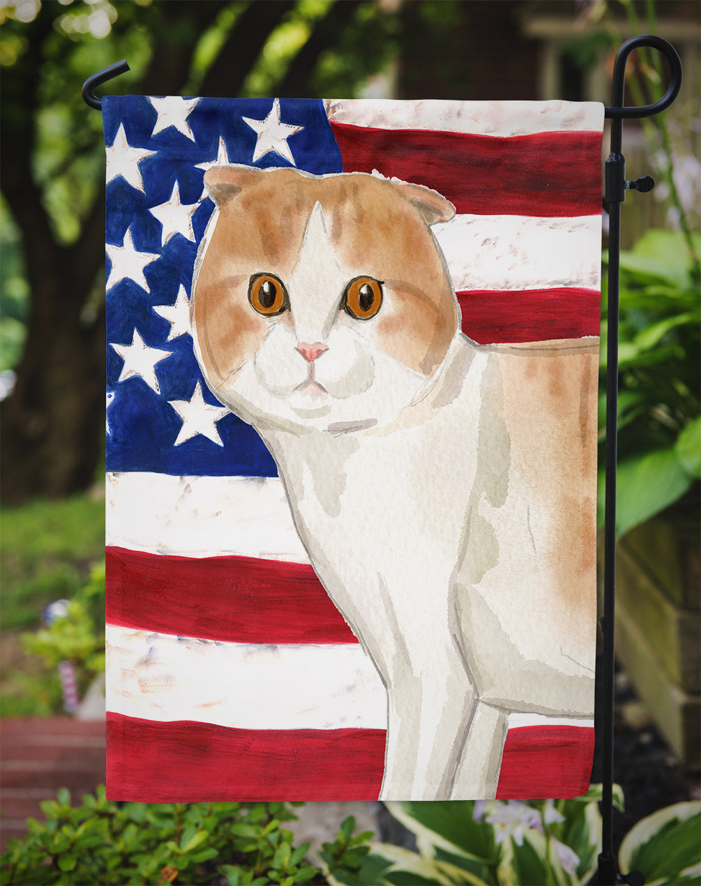 Scottish Fold American Flag Flag Garden Size CK3038GF  the-store.com.