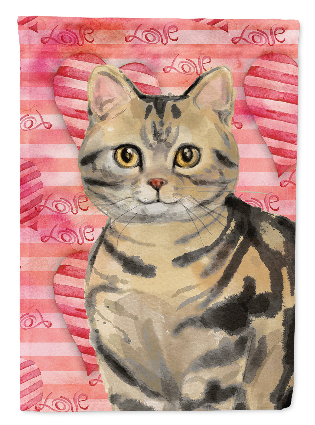 American Shorthair Brown Tabby Cat Love Flag Garden Size CK3043GF  the-store.com.