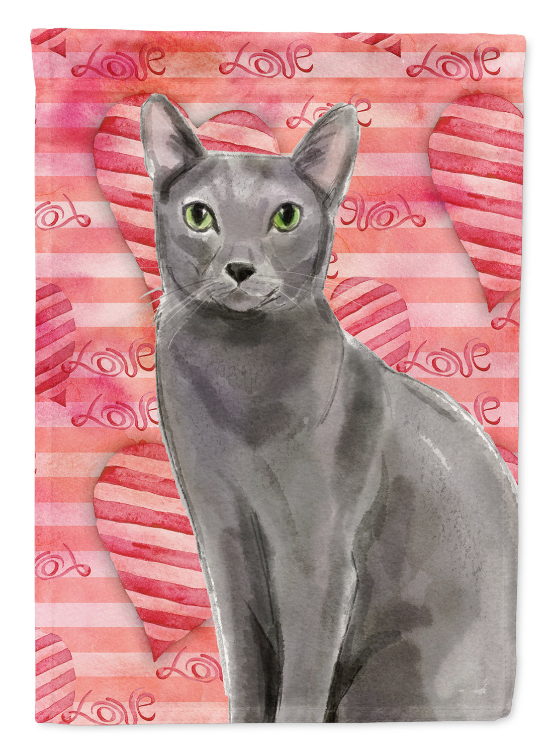 Blue Russian Cat Love Flag Canvas House Size CK3046CHF  the-store.com.