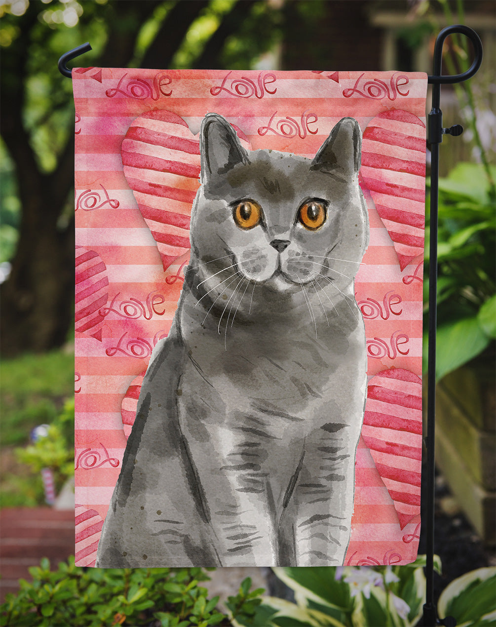 British Shorthair Cat Love Flag Garden Size CK3048GF  the-store.com.