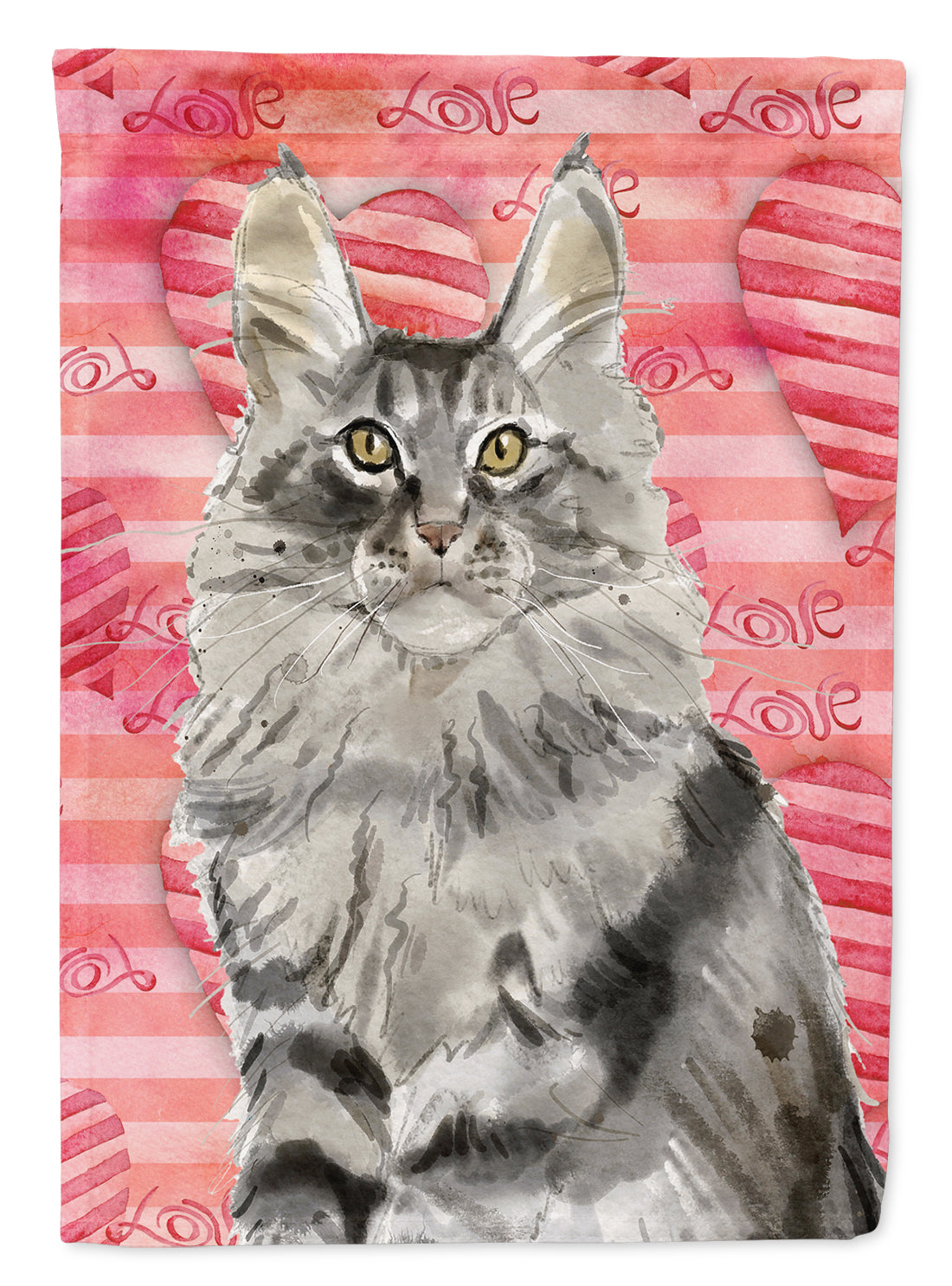 Maine Coon Cat Love Flag Canvas House Size CK3049CHF  the-store.com.