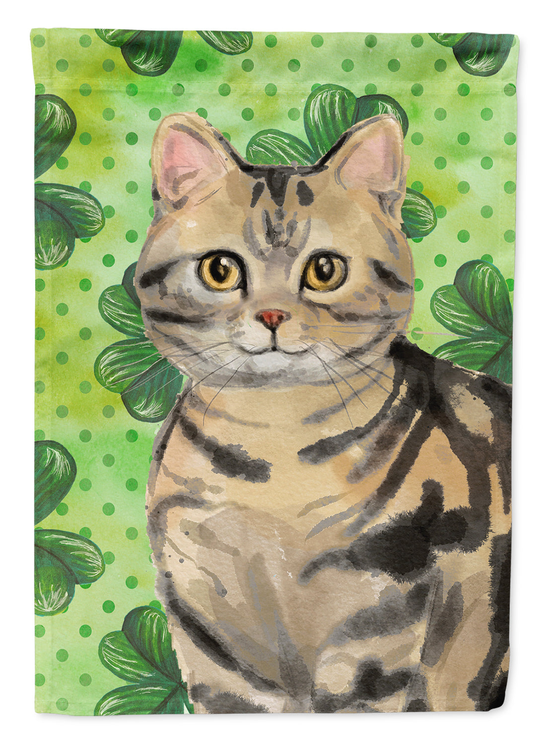 American Shorthair Brown Tabby Shamrock Flag Canvas House Size CK3058CHF  the-store.com.