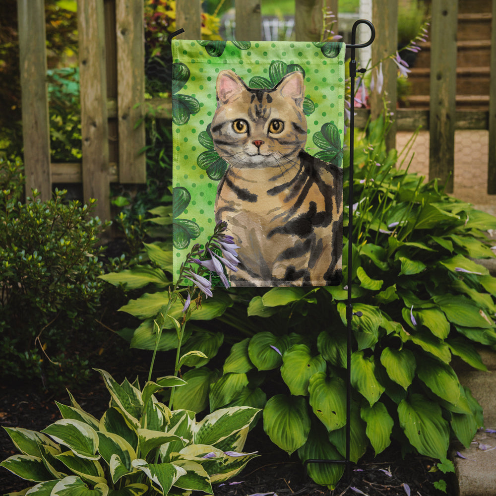 American Shorthair Brown Tabby Shamrock Flag Garden Size CK3058GF  the-store.com.