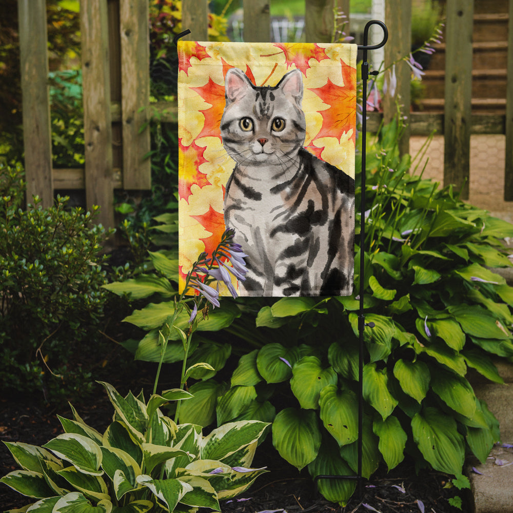 American Shorthair Fall Leaves Flag Garden Size CK3074GF  the-store.com.