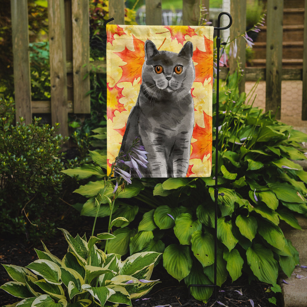 British Shorthair Fall Leaves Flag Garden Size CK3078GF  the-store.com.