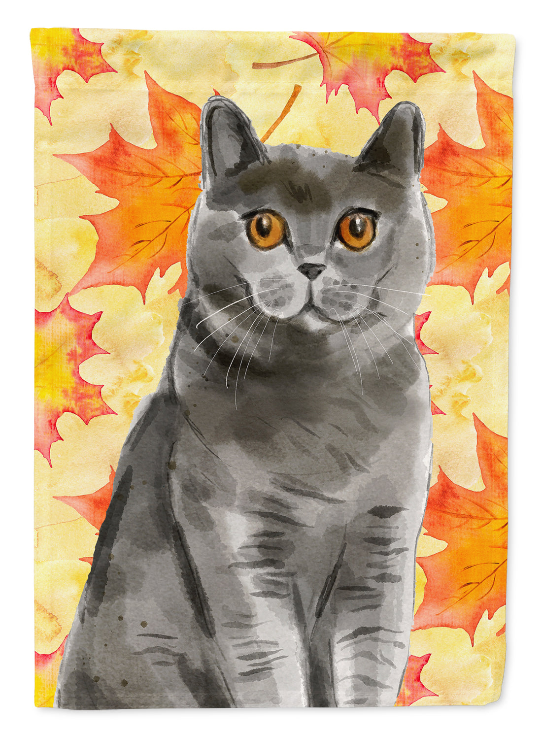 British Shorthair Fall Leaves Flag Garden Size CK3078GF  the-store.com.