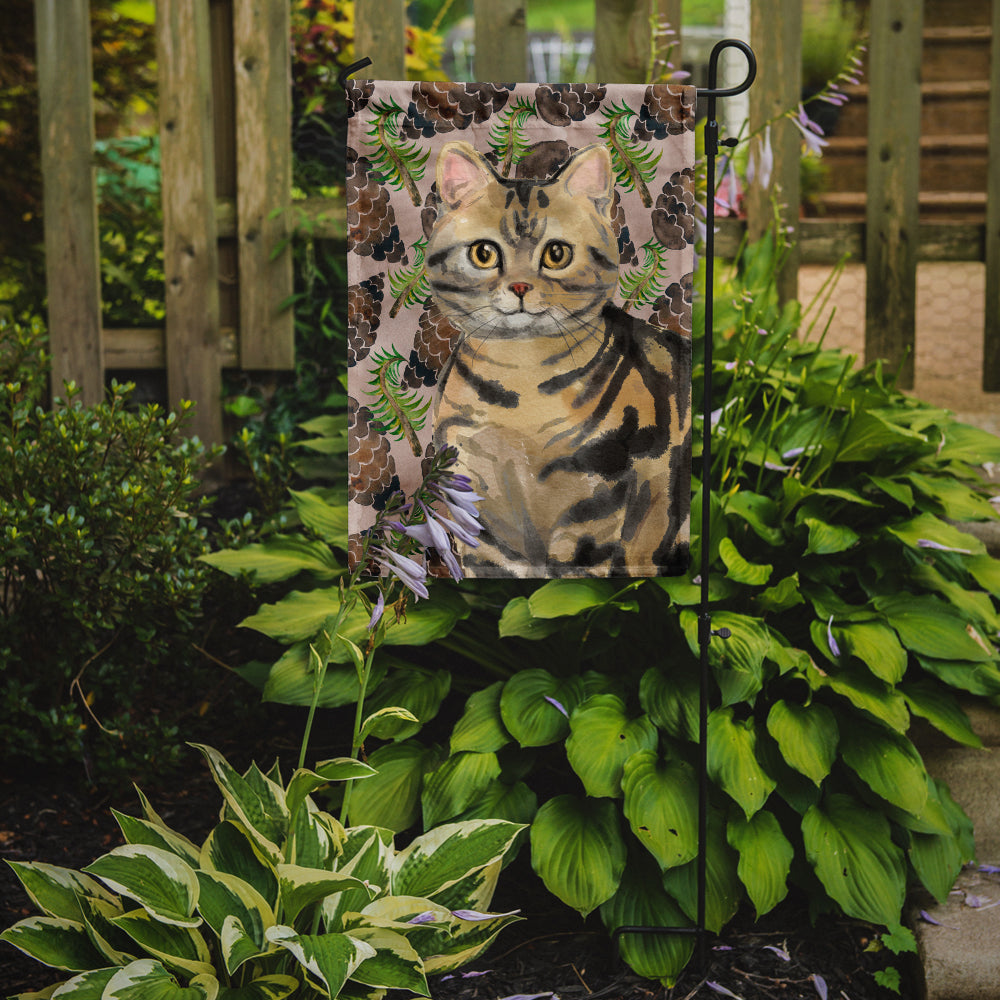 American Shorthair Brown Tabby Pine Cones Flag Garden Size CK3088GF  the-store.com.