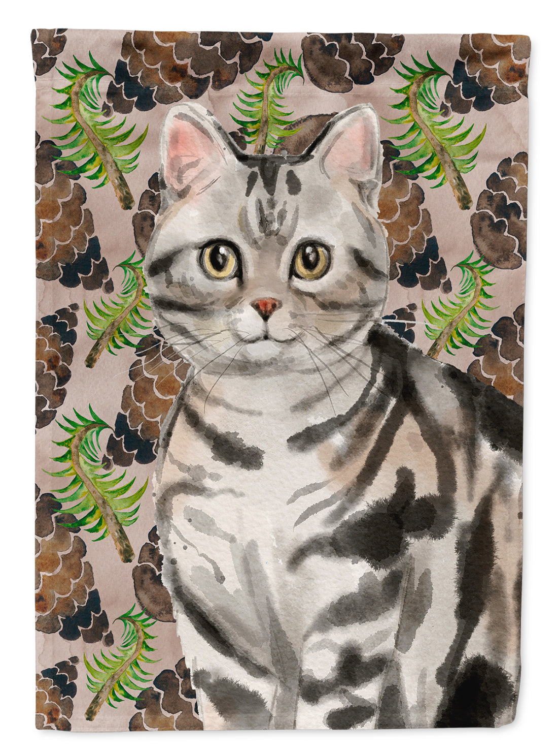 American Shorthair Pine Cones Flag Garden Size CK3089GF  the-store.com.