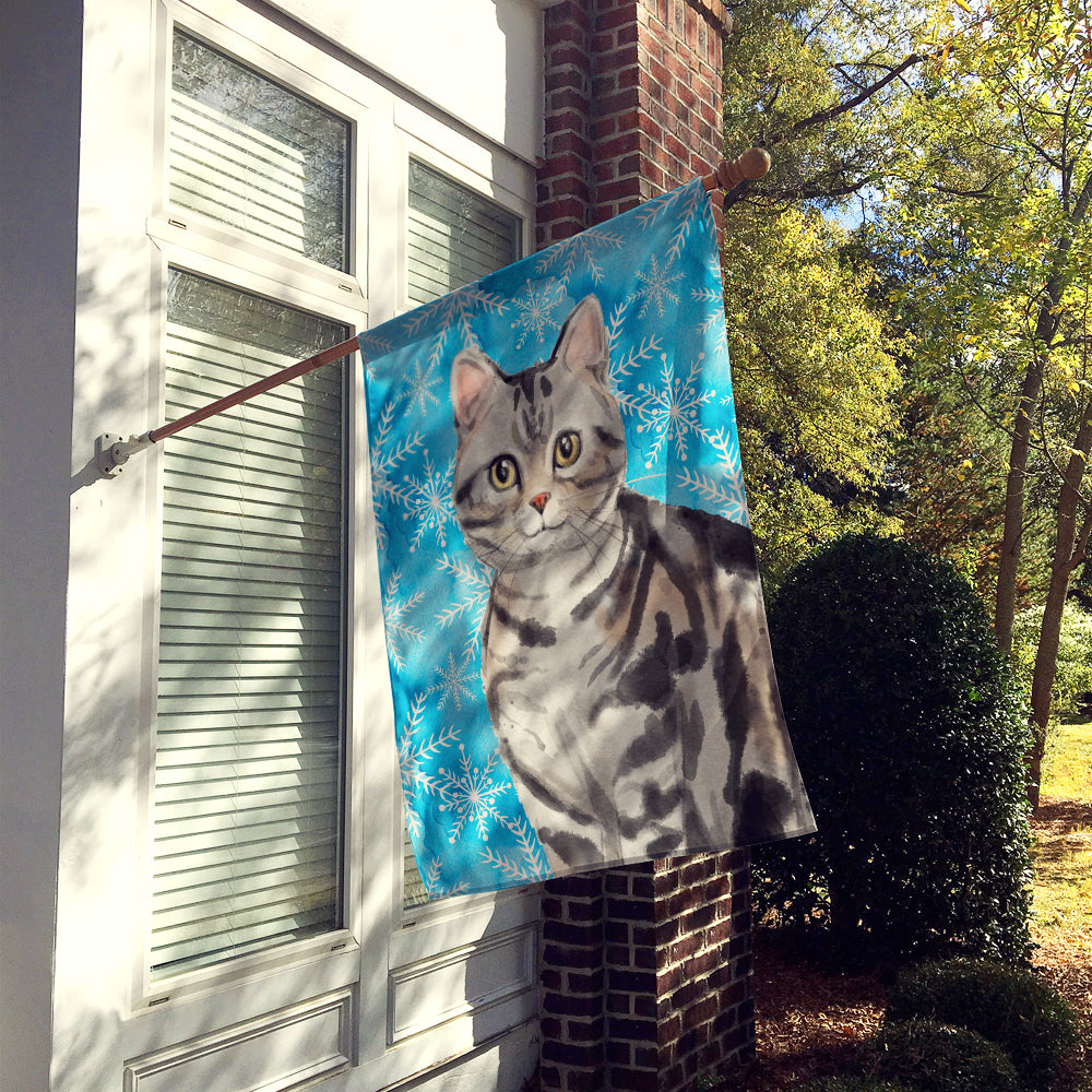 American Shorthair Winter Snowflake Flag Canvas House Size CK3104CHF  the-store.com.