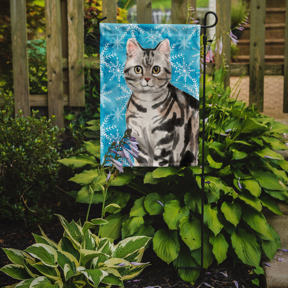 American Shorthair Winter Snowflake Flag Garden Size CK3104GF  the-store.com.