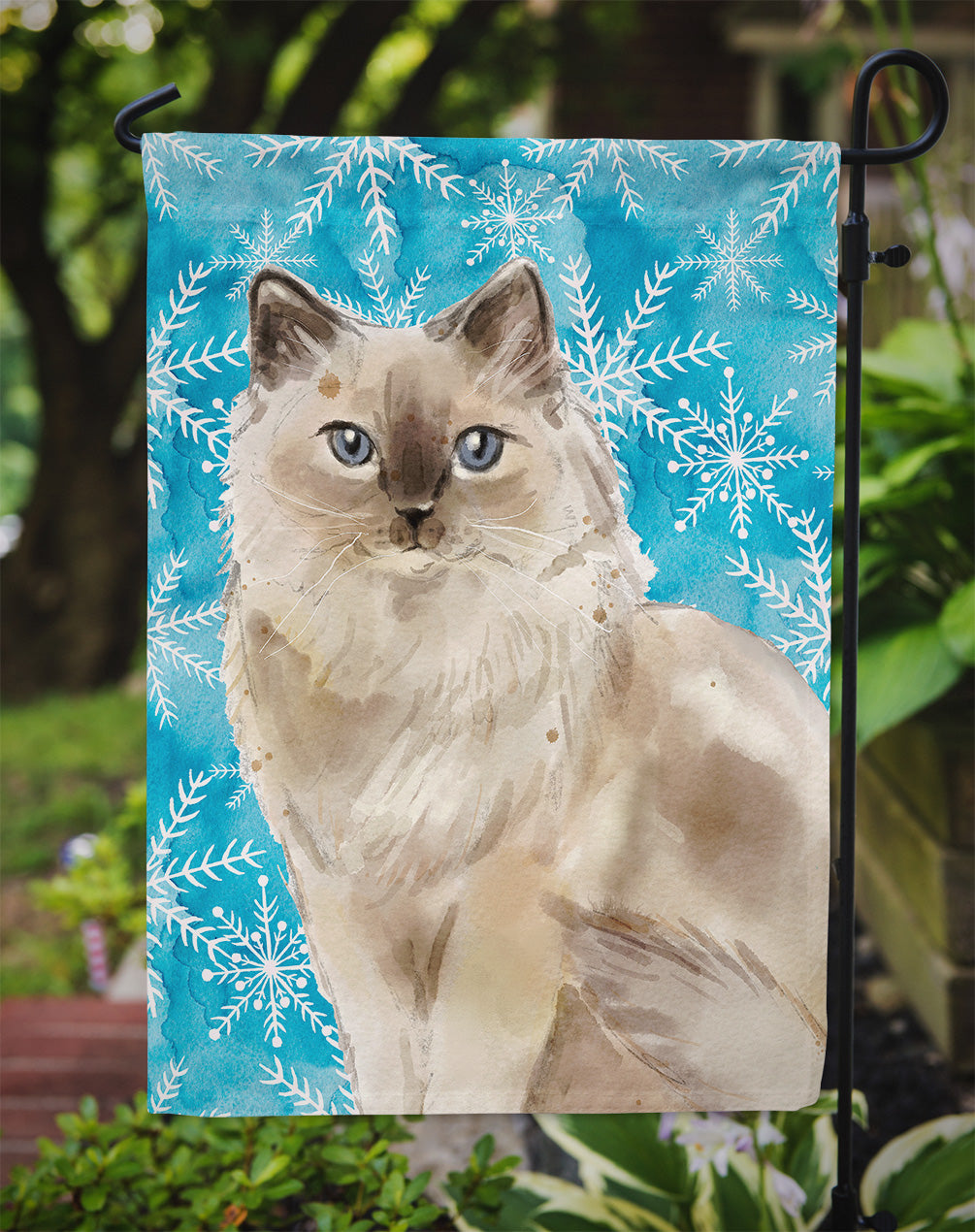 Ragdoll Winter Snowflake Flag Garden Size CK3112GF  the-store.com.