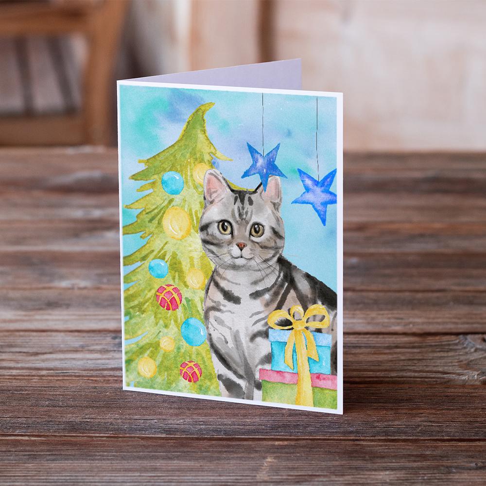 Buy this American Shorthair Christmas Presents Greeting Cards and Envelopes Pack of 8