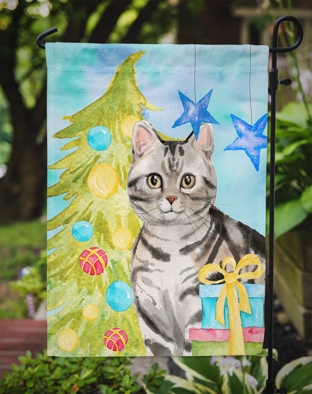 American Shorthair Christmas Presents Flag Garden Size CK3119GF  the-store.com.