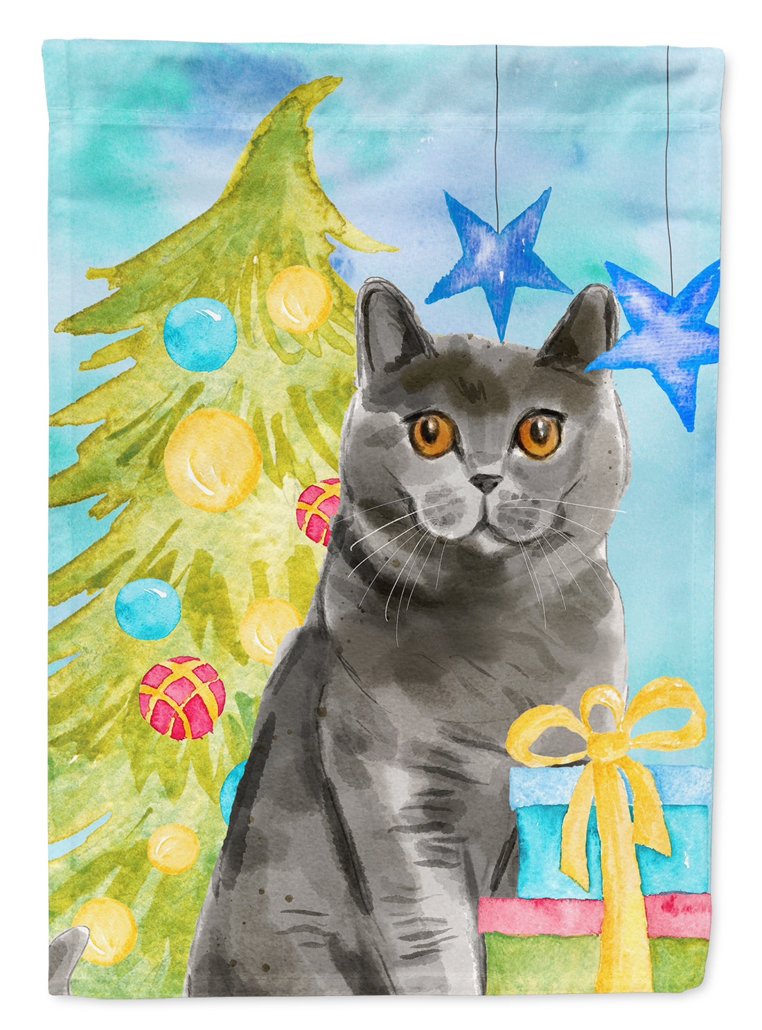 British Shorthair Christmas Presents Flag Garden Size CK3123GF  the-store.com.