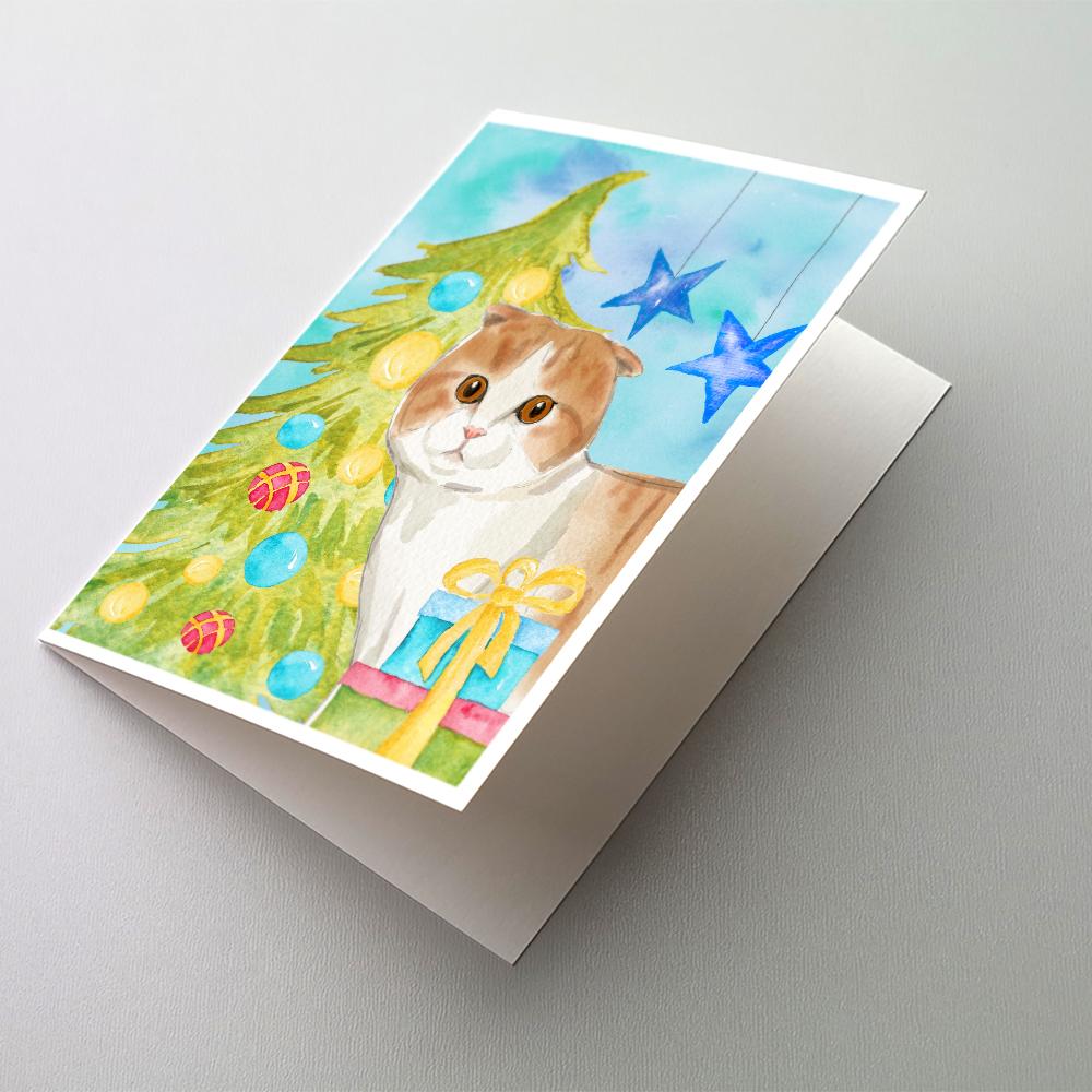 Buy this Scottish Fold Christmas Presents Greeting Cards and Envelopes Pack of 8