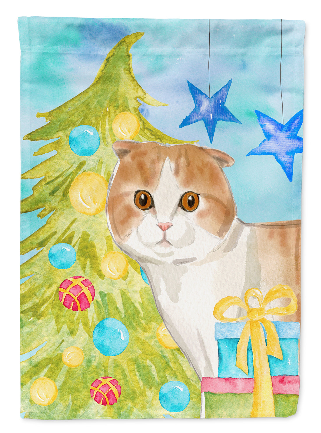 Scottish Fold Christmas Presents Flag Garden Size CK3128GF  the-store.com.