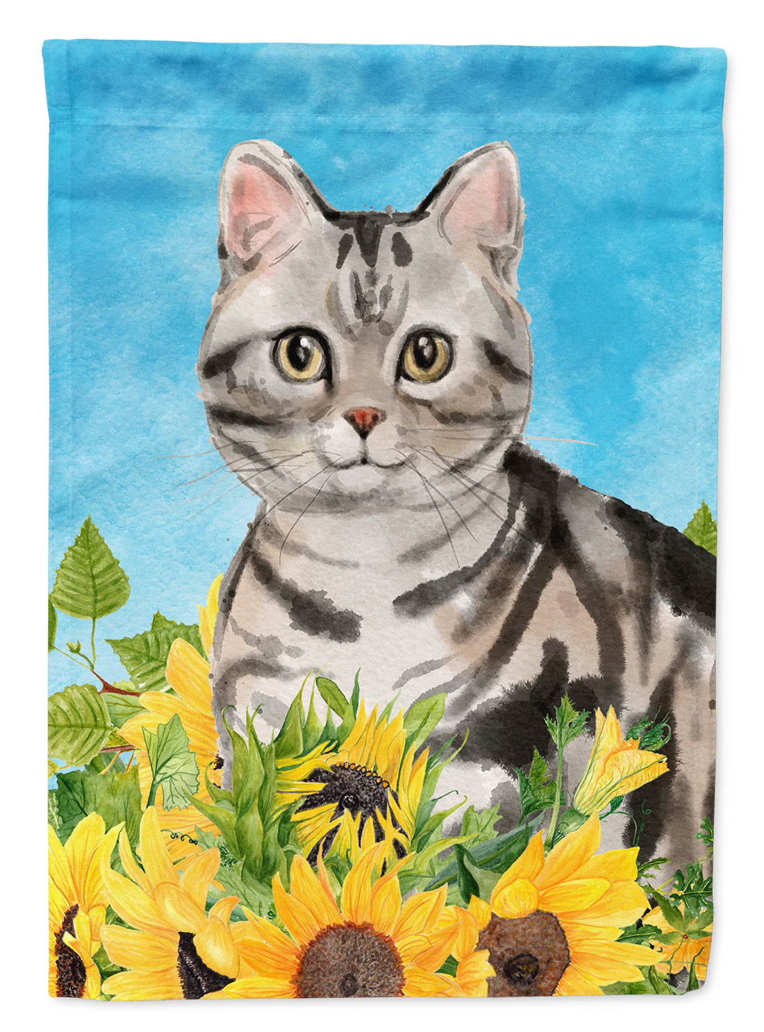 American Shorthair in Sunflowers Flag Garden Size CK3149GF  the-store.com.