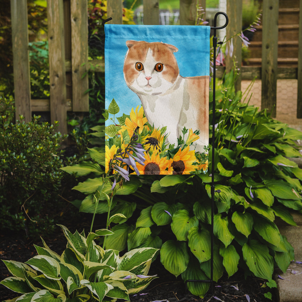 Scottish Fold in Sunflowers Flag Garden Size CK3158GF  the-store.com.