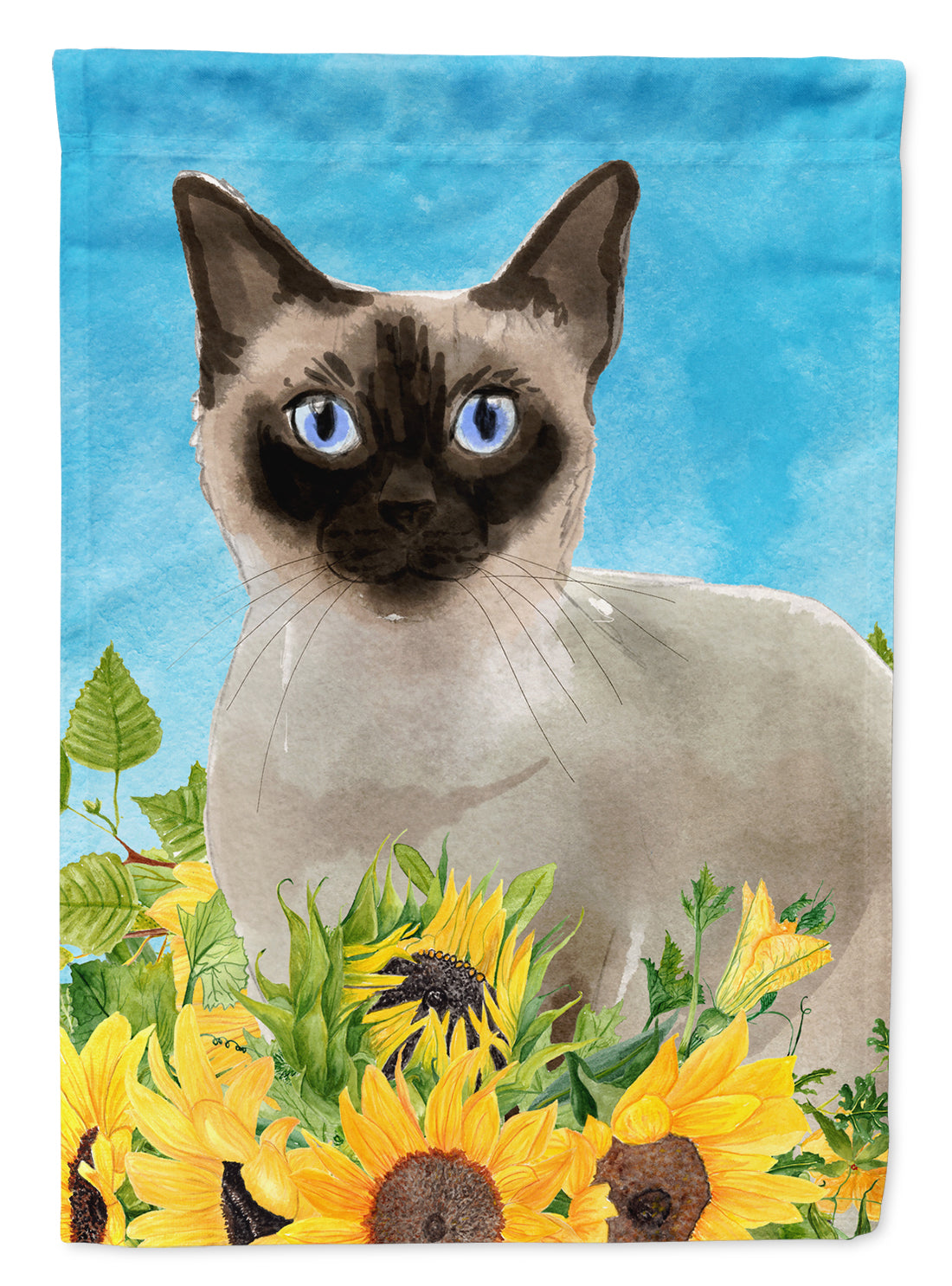 Siamese in Sunflowers Flag Canvas House Size CK3159CHF  the-store.com.